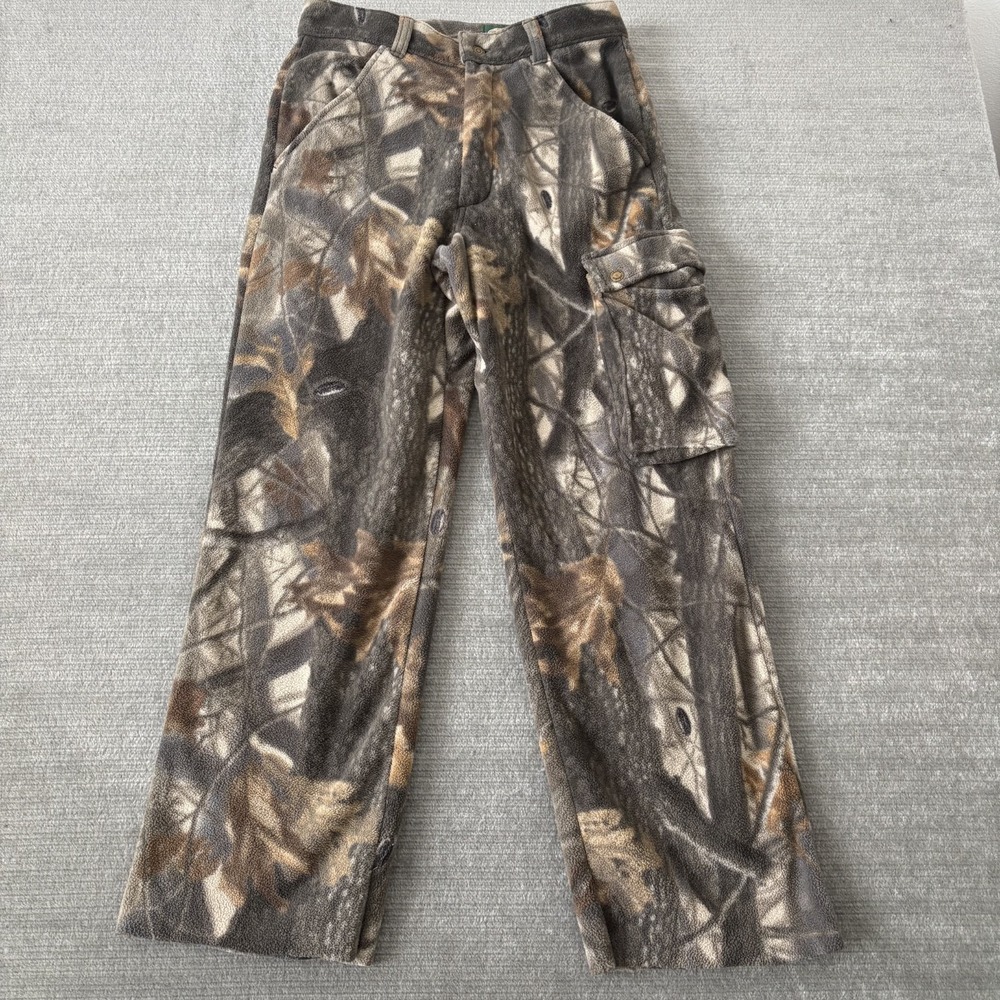 Cabelas Microtex Performance‎ Hunting Pants Mens 32 Reg Green Fleece Camo Cargo